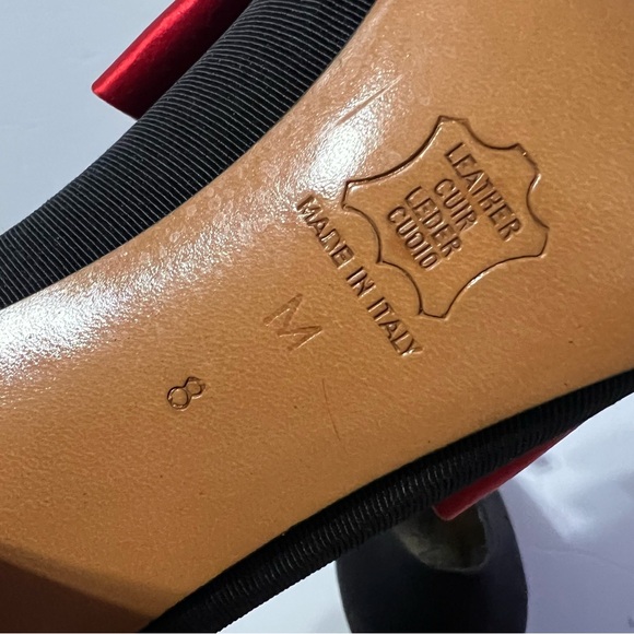 38 Yves Saint Laurent YSL Black Fabric /Leather Red Bow Pumps 8 •Vintage - Picture 10 of 15